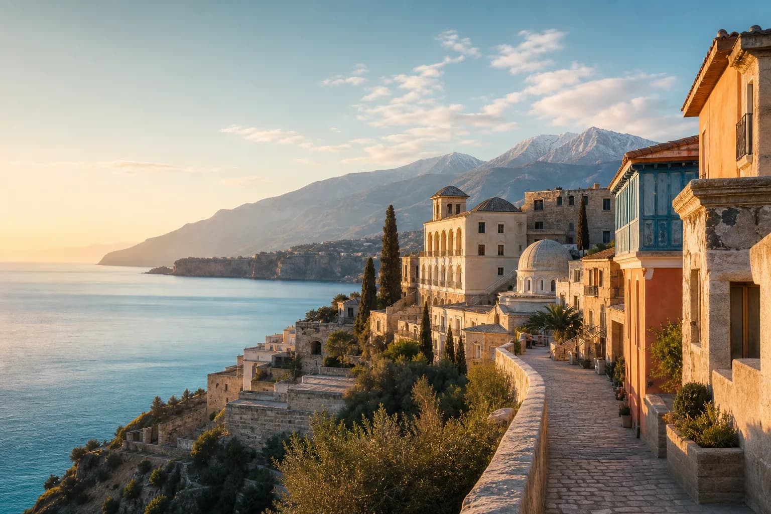 A calm Mediterranean and European landscape representing international destinations