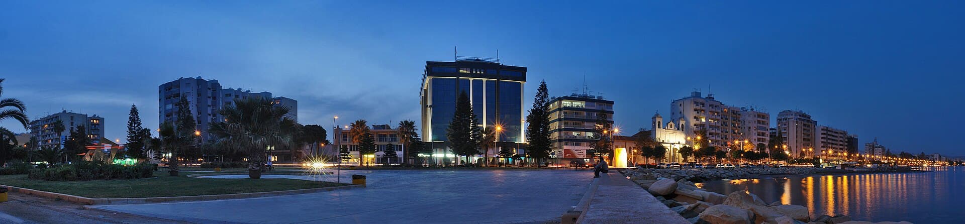 Limassol waterfront at night